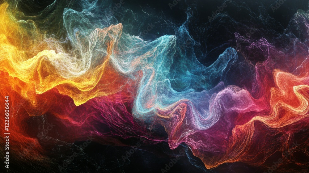 Aufkleber abstract digital representation of colorful electric waves moving through the air, symbolizing data 