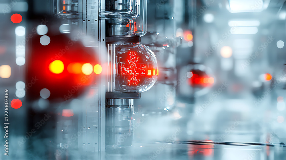 Poster futuristic laboratory experiment tech facility digital artwork high-tech environment close-up view i