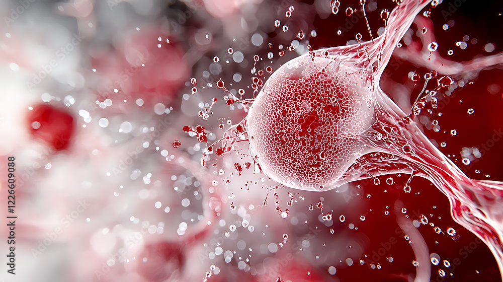 Aufkleber microscopic view of cell division in red environment abstract science imagery digital art close-up p