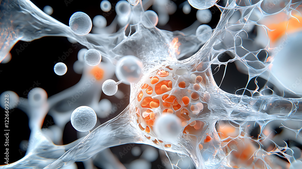 Poster exploring cellular structures lab environment scientific imagery microscopic view biotechnology conc
