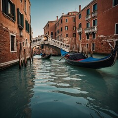 Obraz premium A gondola floating through Venice’s canals.