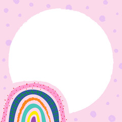 Cute frame PNG sticker, funky doodle rainbow border design