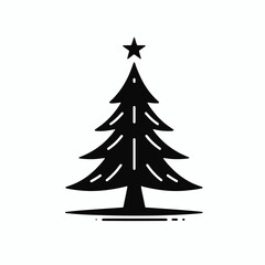 Christmas Tree Silhouette in black on a white background