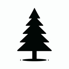 Obraz premium Christmas Tree Silhouette in black on a white background