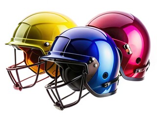 Fototapeta premium Silhouette Helmets: Diverse Angles, Isolated on White Background - Stock Photo