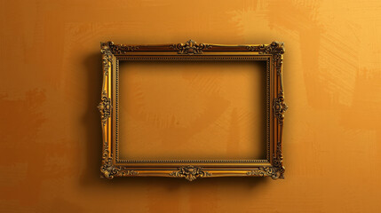 Vintage frame on yellow background evokes sense of nostalgia and elegance. Perfect for showcasing art or photographs