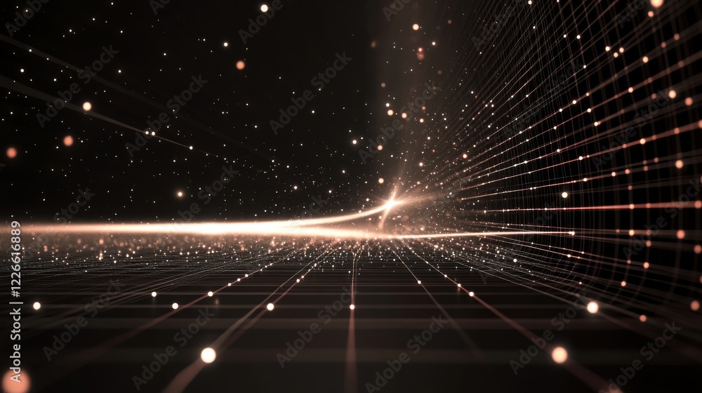 Poster a highly detailed d scatter plot with data points hovering in space, connected by lines, symbolizing