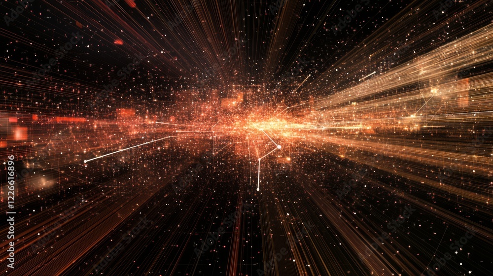 Poster A highly detailed D scatter plot with data points hovering in space, connected by lines, symbolizing the intersection of technology and data analysis.
