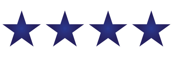 A set of blue star shape paper sticker label isolated on white background.