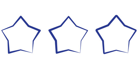 A set of blue star shape paper sticker label isolated on white background.