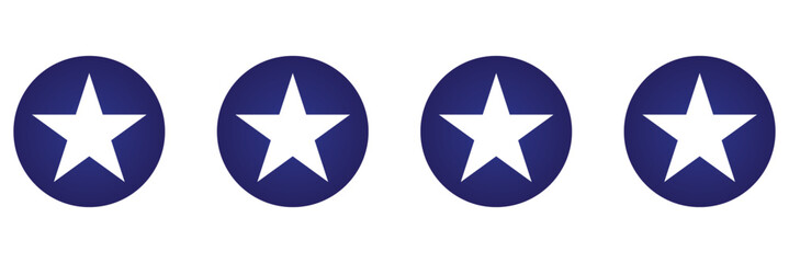 Star blue icon on transparent background. Customer feedback concept. Vector 5 stars rating review. Quality shape design. Vector yellow isolated five stars.