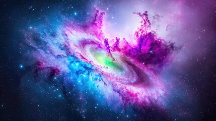 Cosmic Nebula Vibrant Galaxy swirl, space exploration, stellar background