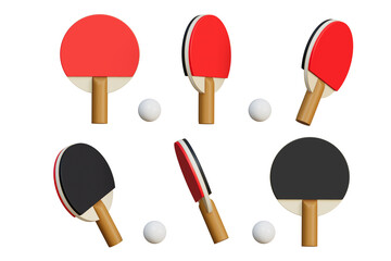 3D table tennis set isolated on white background, with Clipping path, 3D rendering