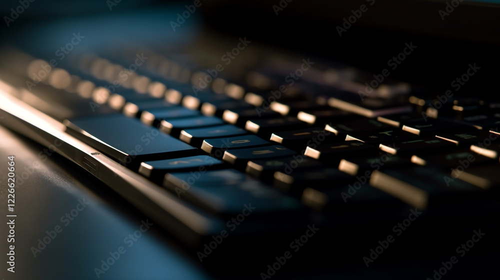 Poster closeup dark laptop keyboard keys technology digital background image work data black input style