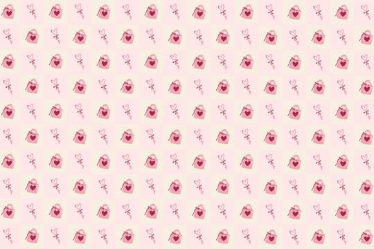 Seamless pattern with heart lock and key for Valentine's day. Valentine's Day background