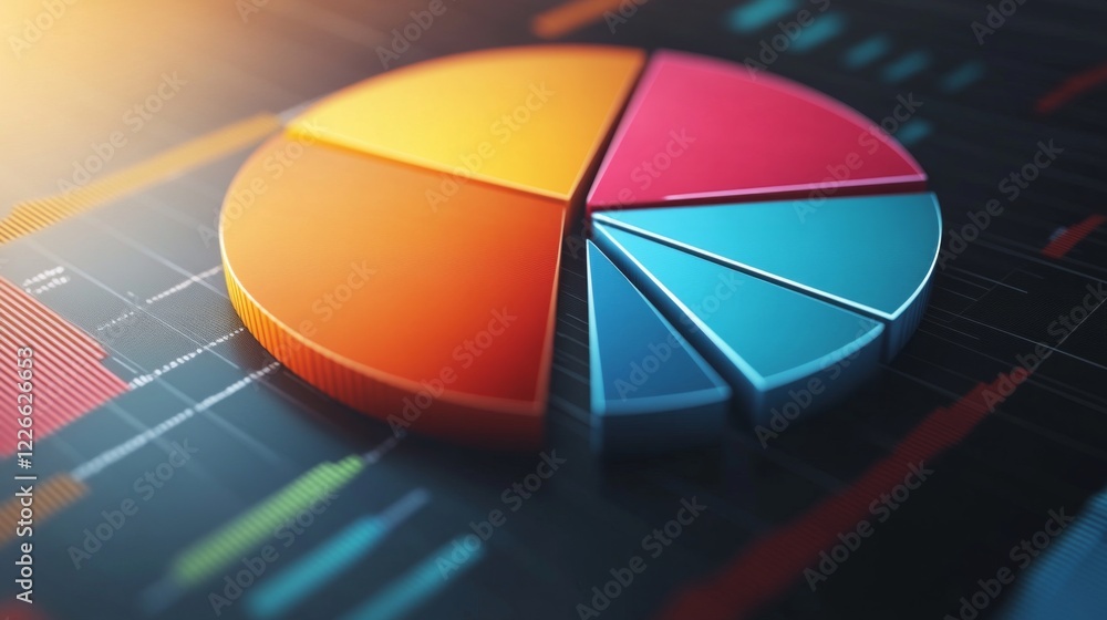 Poster close-up of a d pie chart with a portion pulled out to emphasize a specific segment, showcasing deta