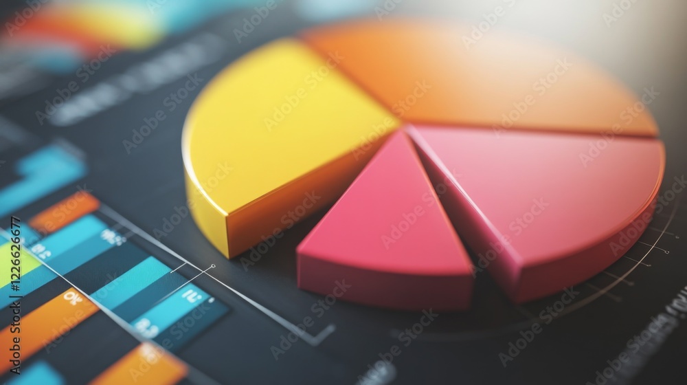 Poster close-up of a d pie chart with a portion pulled out to emphasize a specific segment, showcasing deta