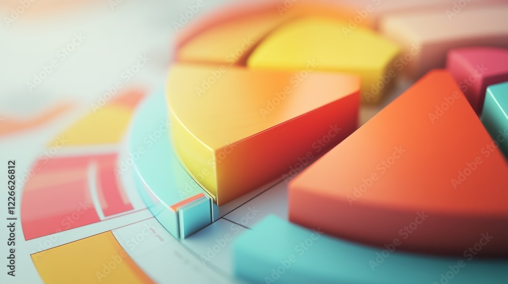 Poster close-up of a d pie chart with interactive elements, including hover effects and clickable segments,