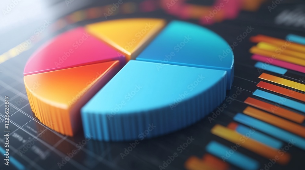 Poster close-up of a d pie chart with interactive elements, including hover effects and clickable segments,
