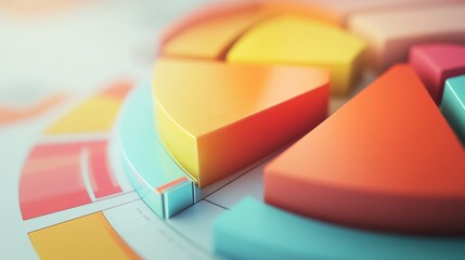 Fototapeta premium Close-up of a D pie chart with interactive elements, including hover effects and clickable segments, illustrating a sophisticated data presentation.