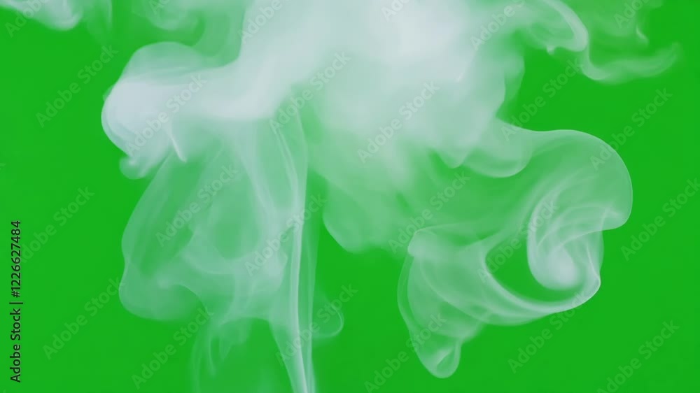 Aufkleber flowing shapes of fog creating a mysterious atmosphere. green screen chromakey.