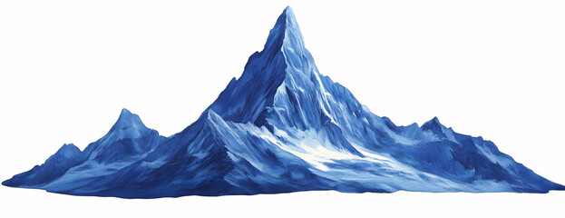 Blue Mountainscape Peak, Range, White Background, Design