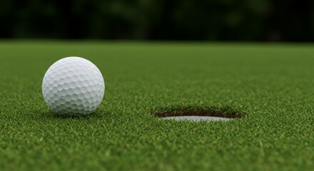 Golf Ball near hole 
