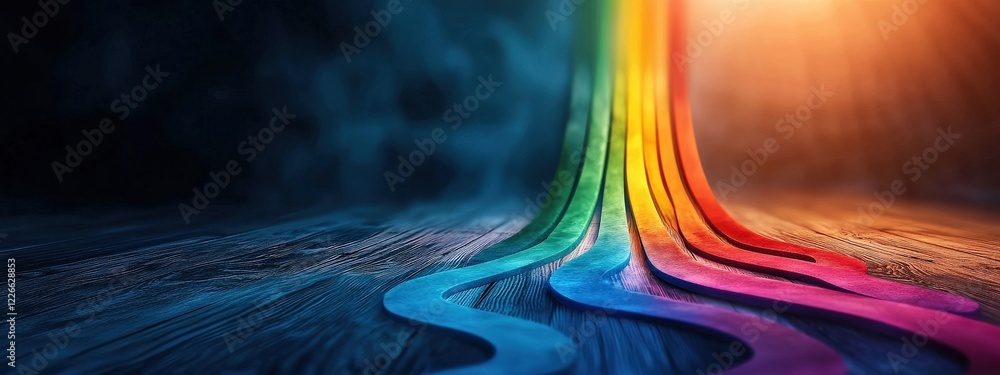Poster a symbolic glowing spectrum path indicating in pride concept