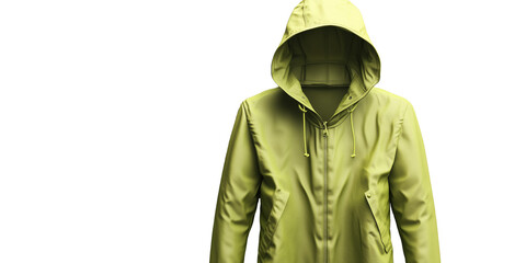 3D illustration of a light green raincoat, isolated, transparent background, png
