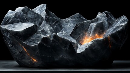 High-resolution photo of a sleek abstract crystal trophy on a matte black surface with sharp lighting