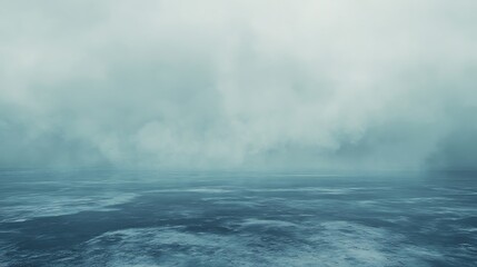 Naklejka premium Misty Ocean Scene A Calm Sea Under Fog