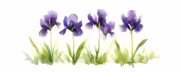 Watercolor Irises Meadow Spring Design