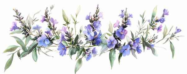 Watercolor Purple Floral Border