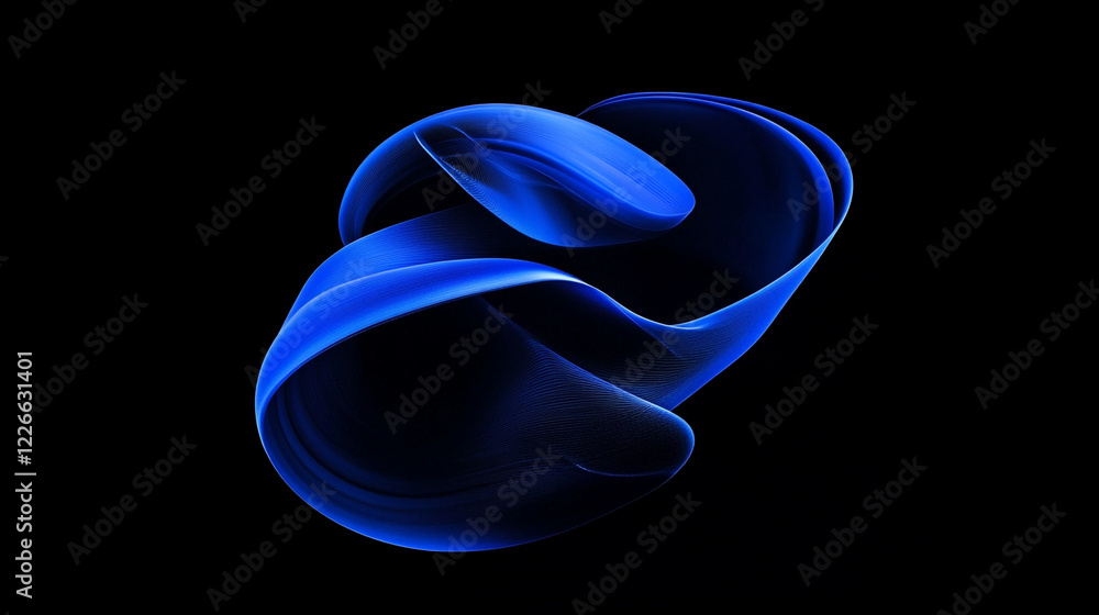 Poster Abstract Blue Swirling Fluid Dynamic Design Art Background Wave Flow Dark Curve Lines Color Style   