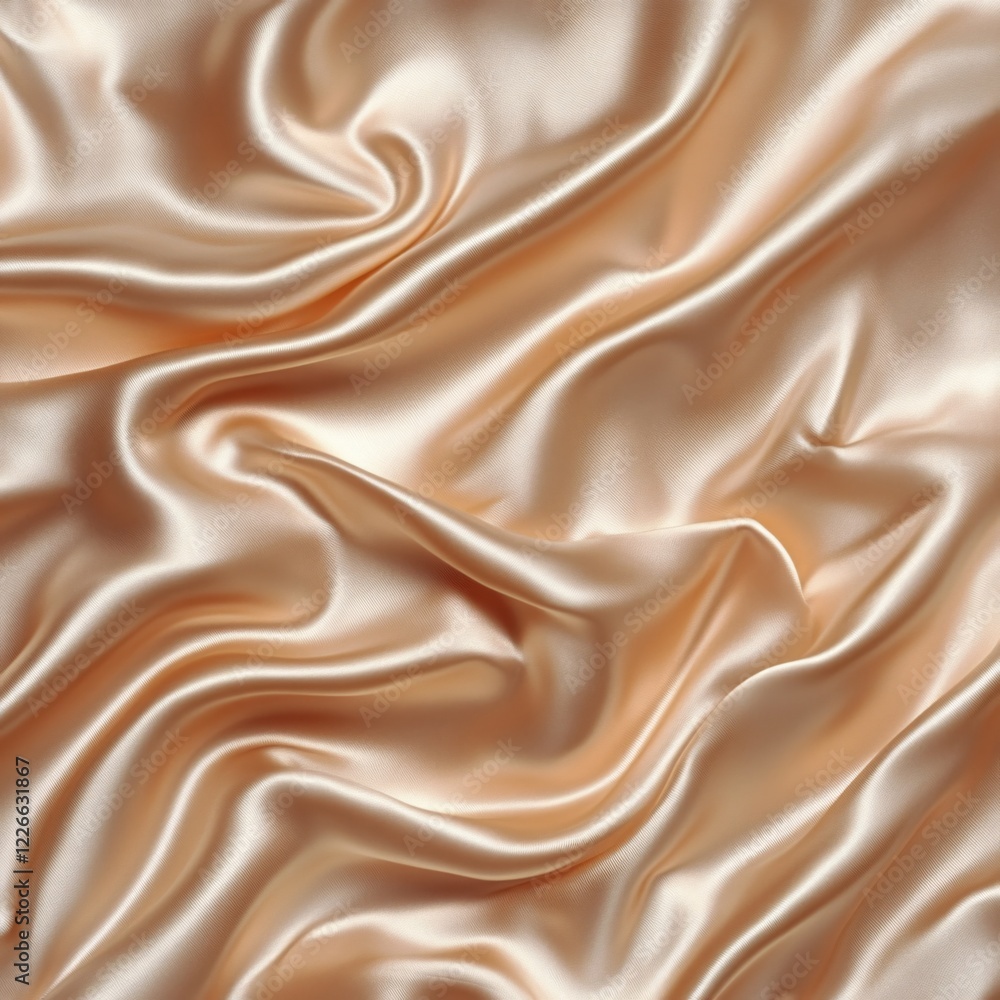 Poster soft peach satin fabric with flowing folds and gentle curves creating a luxurious texture