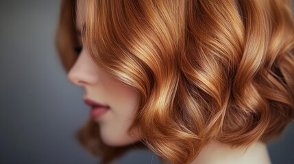 Close-up of a womans hair styled in a chic bob with soft, tousled waves, showcasing the modern and fashionable look.
