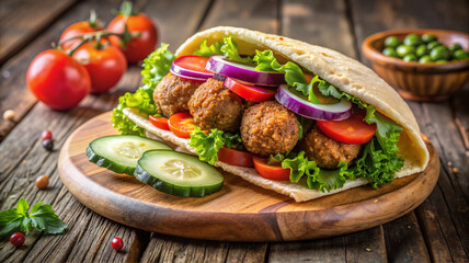 Mediterranean falafel wrap with fresh vegetables