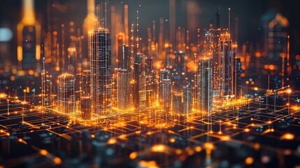 A futuristic concept of a smart city under construction, integrating technology and sustainability in urban development, innovative and inspiring 