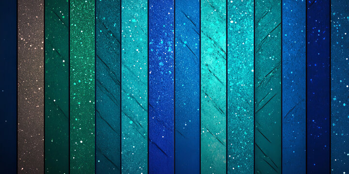 Artistic background featuring colorful linear patterns of blue and green tones, with a glittery texture and design resembling sparkling geometric tiles