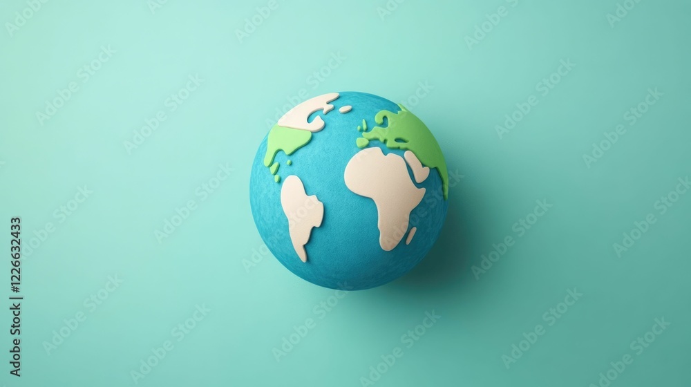 Poster 3d animated globe showing climate zones and weather patterns with cartoon characters in an education