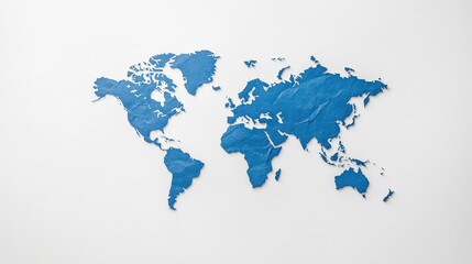 Obraz premium Artistic blue world map decorated on a white wall for modern interior design