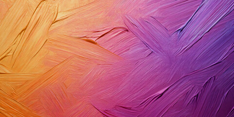 Obraz premium Vivid painted surface featuring dynamic strokes and gradients of orange and purple hues, conveying creativity and modern art expression. Ideal for abstract backgrounds or artistic concepts.
