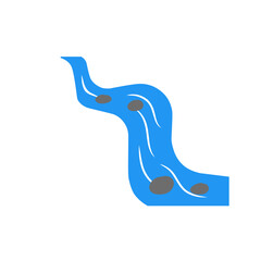 The river is winding with rocks