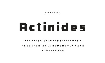 Modern serif alphabet design with uppercase, lowercase, numbers and symbol