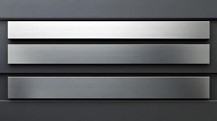 Obraz premium Three Horizontal Brushed Metal Plates on Dark Background