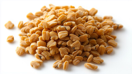 Dried Fenugreek Seeds on White Background, Top View
