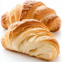 Golden-Brown Croissants: Flaky Layers and Buttery Texture, Freshly Baked for a Delicious Breakfast Treat