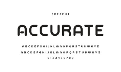 Modern serif alphabet design with uppercase, lowercase, numbers and symbol