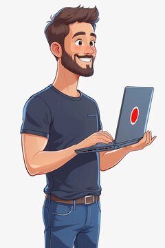A amn is taken a laptop in hand in business field.