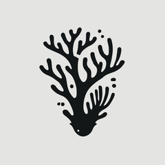 Obraz premium Coral Reef Silhouette in black on a white background